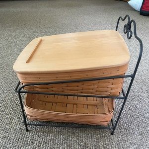 Longaberger metal frame and two baskets